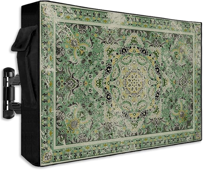 Outdoor TV Cover Waterproof Weatherproof 48 to 50 Inch, Turkish Pattern Medieval Vintage Mural Wallpaper Outside TV Covers with Zipper Flap, TV Screen Protectors for LED LCD OLED Television