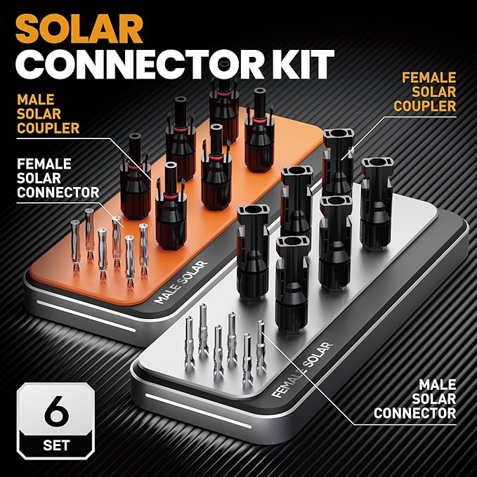 SOMELINE Solar Connector Crimping Tool Kit, 14-10 AWG Crimper for Solar Panel Cable Wire with 6 Pairs Solar Connectors and Spanners, Solar Installation Assembly Tools - Solar Panel Connectors