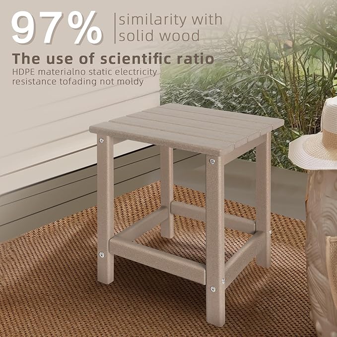 GARDENSTAR Outdoor Side Tables Adirondack, HDPE Small Table for Patio,Outside End Table for Porch, Deck, Pool, Weather Resistant/Easy Maintenance