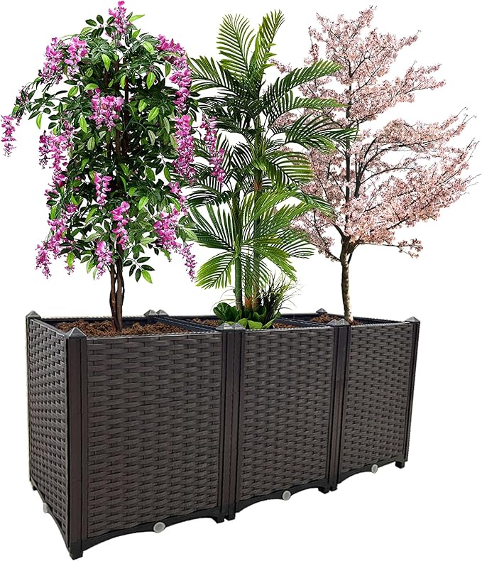 Raised Garden Bed Large Planters for Outdoor Plants Rectangular Elevated Planter Boxes Patio Balcony Deck for Planting Flowers, Vegetables, Tomatoes, and Herbs