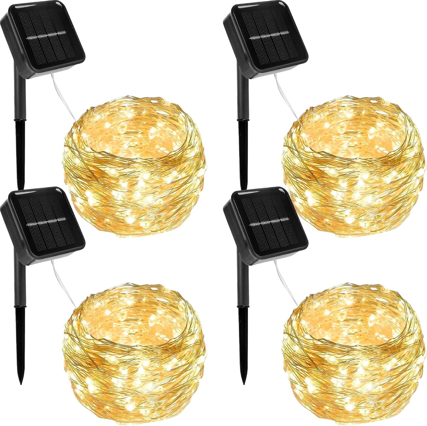 Twinkle Star 4 Pack Solar String Lights Outdoor, Total 460 FT 480 LED Solar Fairy Lights Outside Waterproof 8 Modes, Christmas Tree Light for Patio Garden Party Backyard Wedding Decor Warm White