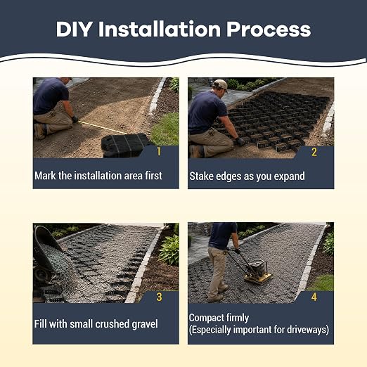 17.6 ft × 6.6 ft Gravel Grid Geocell Ground Grid for Driveways, Parking Pads & Slopes — Ground Stabilization for Gravel & Soil, Ideal for Livestock Areas, Paths, Sheds & Mud Control
