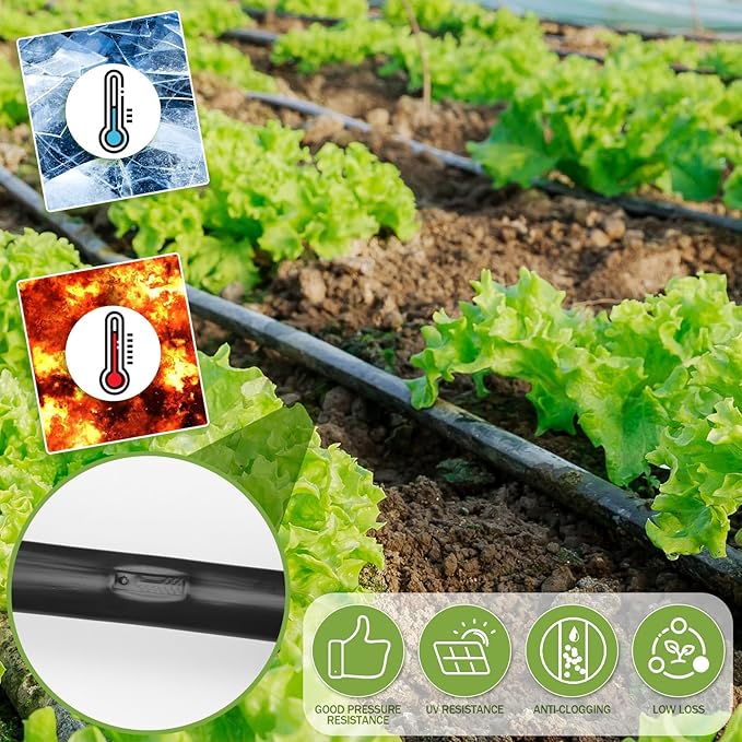 500 ft 5/8 Inch Drip Tape Irrigation Kit Drip Tape 8 Mil 8" Spacing Hose Garden Watering Tubing System Automatic Irrigation Equipment for Plant, Landscape, Yard, Lawn and Farm