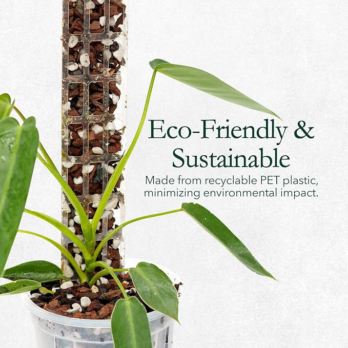 THICCLY V2 GrowPole Small 10 Pcs – Patented D-Shape Moss Pole for Climbing Plants, Moisture-Locking Closed Back, Stackable Extendable Support for Monstera, Philodendron, Pothos & Anthurium