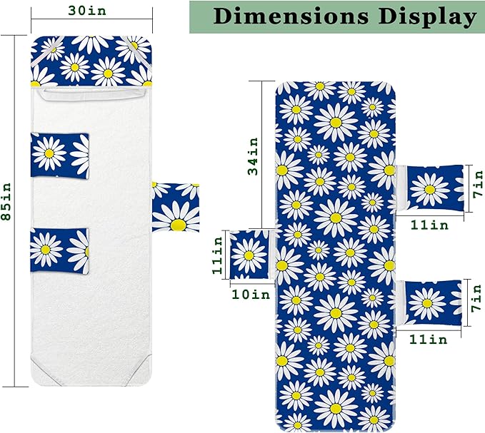 Lounge Chair Towel Cover, Beach Chair Cover (Pack of 2), Pool Lounge Chair Covers for Outdoor,Garden, Beach,Sun Lounger,Hotel Pool,Large Size and No Sliding, 85" X 30", Royal Blue Daisy