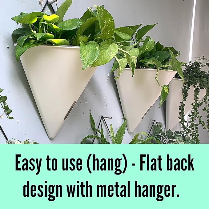 LaLaGreen Bundle- 4 Pack, 12 Inch Large White Self Watering Pot + 2 Pack, 16 Inch Metal Basket with Coco Liner Horse Trough Wall Rail Window Patio Porch Flower Box Geometric Hanging Indoor Vase Decor