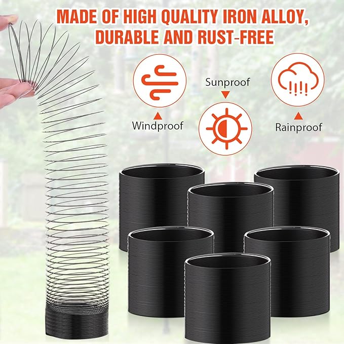 Qualirey 6 Pcs Metal Squirrel Baffle Squirrel Proof Spring for Bird Feeders Spring Coil Guard Protects Hanging Bird Feeders for Outdoor(Black)