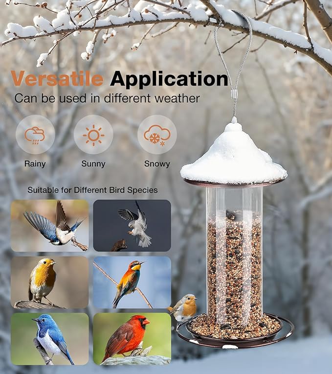 Bird Feeder, Easy to Fill Feeder for Small Wild Birds, Metal - Hanging Bird Feeder for Garden Yard Outside, 0.8 LBS Capacity