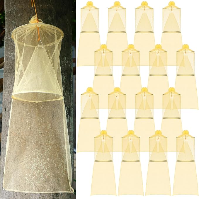 Qualirey 2 Pack Spotted Lanternfly Traps Lantern Fly Killer Mesh Tree Trap with Jute Rope and Nails Effective Way to Catch Lantern Flies and Nymphs (Yellow)