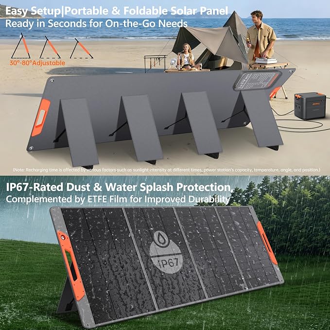 SOKIOVOLA 400W Portable Solar Panel for EF/Jackery/Bluetti/Anker Power Station,Ultra-Lightweight ETFE Foldable Solar Panel,25% High Efficiency,MC4 Output,for Outdoor Camping, Emergency Power Supply