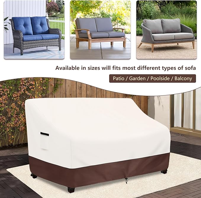Outdoor Couch Covers,79 Inches Outdoor Sofa Cover, Waterproof Patio Furniture Cover,Furniture Covers for Patio Seating (Beige)