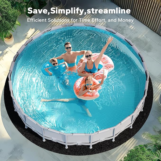 POOLHACKER 15 Ft Pool Liner Pad, Round Pool Liners for Above Ground Swimming Pools, Durable Geotextile Material, Easy to Install, Extends Life to The Line, Under Pool Padding