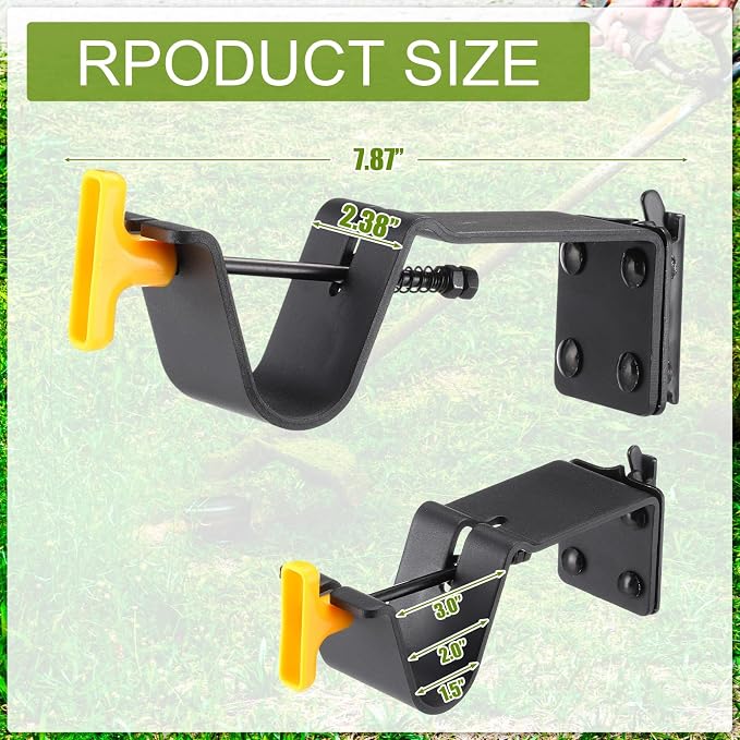 Tandefio 2 Pack Enclosed Trailer Weedeater Rack Steel Trimmer Mount Stores Weed Hedge Trimmers Organize Landscaping Tool Holder on E-Track in Trailer or Garage Equipment Accessories