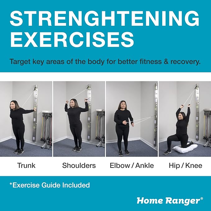 HomeRanger Premium Shoulder Pulley System - Original Version, Model 240 - Ergonomic Handles and Web Strap for Secure Over-The-Door or Side Attachment - Easy Set-up, Range of Motion Exercise Device