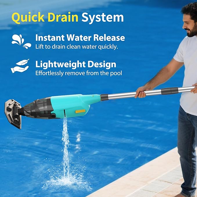 Handheld Pool Vacuum for Inground Pools,Pool Cleaner with Powerful Suction up to 15 gallons/min, Ideal for Leaves and Debris，Pool Vacuum Head for Pools Above Ground and Hot Tubs