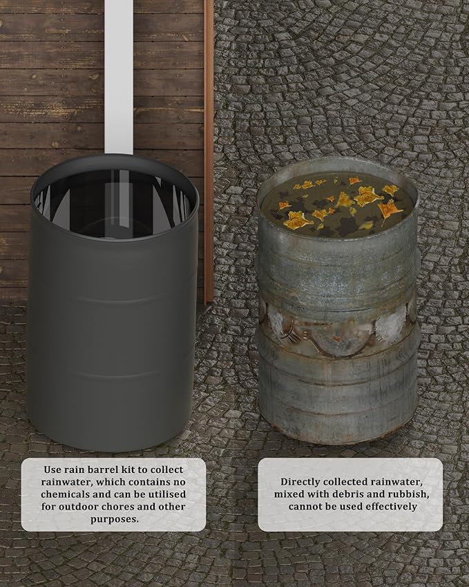 Rain Barrel Diverter Kit-Rain Barrel Downspout Diverter for Rectangular Downspouts, Collecting Clean Rainwater, Easily Turn Plastic Containers into Rain Barrels, Easy Installation Without Dismantling