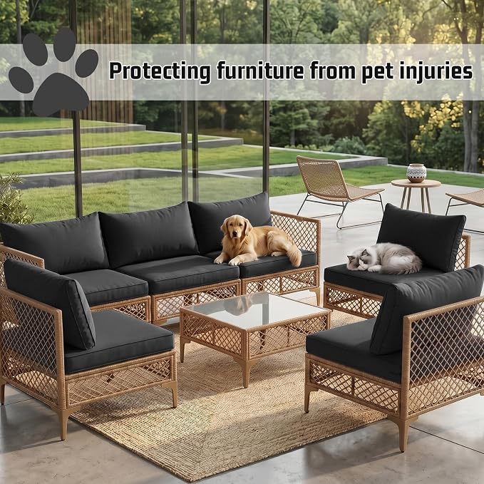 12pcs Outdoor Patio Cushion Covers Replacement, 25.6" Zippered Outdoor Cushion Covers Waterproof, UV Resistant & Washable Patio Furniture Cushion Covers Waterproof for Patio Sectional, Black