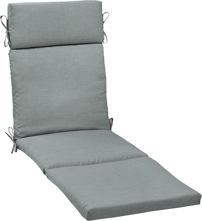 Arden Outdoor Chaise Cushion, 21 in x 72 in, Weather-Proof, Rain-Proof, Fade Resistant Patio Cushion for Chaise Lounger Stone Grey Leala