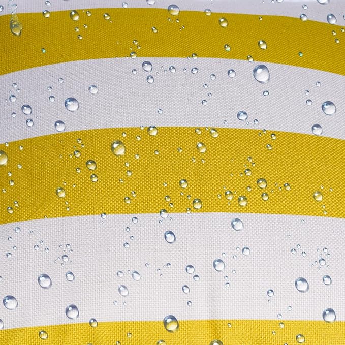 tiggell 4 Pack Waterproof Pillow Covers Outdoor Throw Pillowcases Decorative Garden Cushion Case for Home Garden Patio Couch Balcony Striped (18 * 18 inch, Yellow & White)