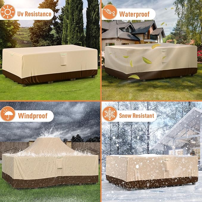 Patio Furniture Covers, Outdoor Furniture Cover Waterproof, General Purpose, Outside Table and Chair Covers, Heavy Duty 600D (86 Inch L x 44 Inch W x 27.8 Inch H)-Brown