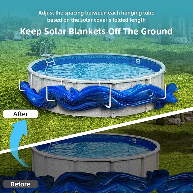 Adjustable Solar Cover Holder for Steel-Wall Above Ground Pools - Heavy-Duty 5-Pack, No Drilling Required