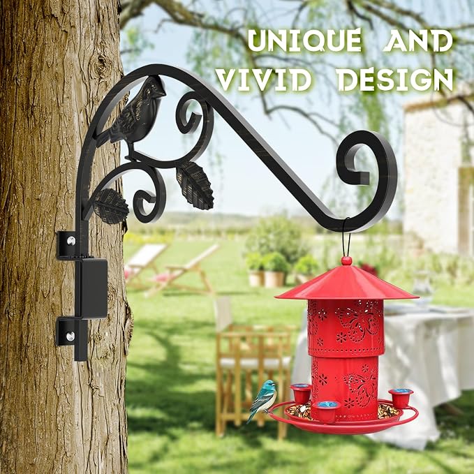 Plant Hangers Outdoor 15.15 inch Swivel Plant Wall Hanger, Sturdy Wrought Iron Hanging Plant Hooks, Hanging Plant Bracket Indoor&Outdoor for Bird Feeders, Planters, Lanterns, Wind Chime 1 Pack