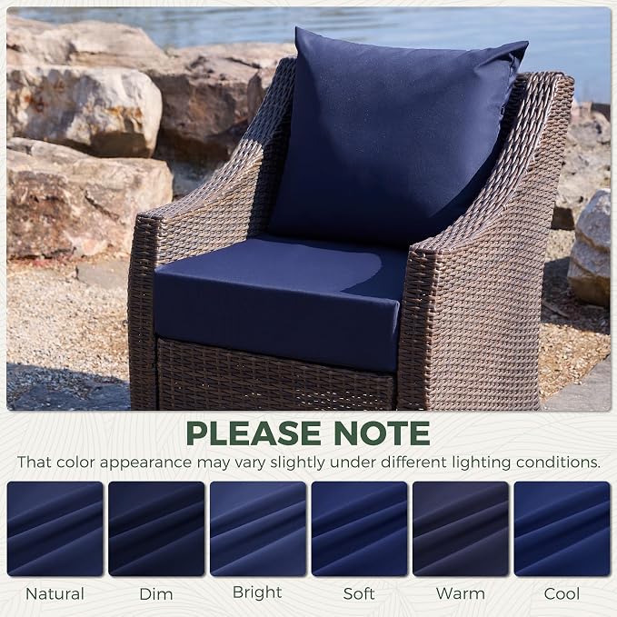 Outdoor Cushions for Patio Furniture, Outdoor Seat Cushion Set 24 x 24 x 5.75 in, Waterproof & Fade Resistant Outdoor Chair Cushions, Patio Cushion with Removable Cover, Set of 6, Navy Blue