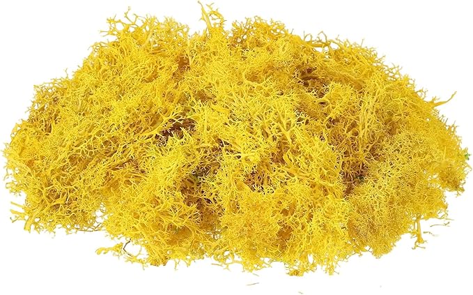 uxcell Preserved Reindeer Moss, 17.6oz Fake Moss for Crafts Artificial Dried Moss for Decoration Terrariums Potted Plants, Yellow