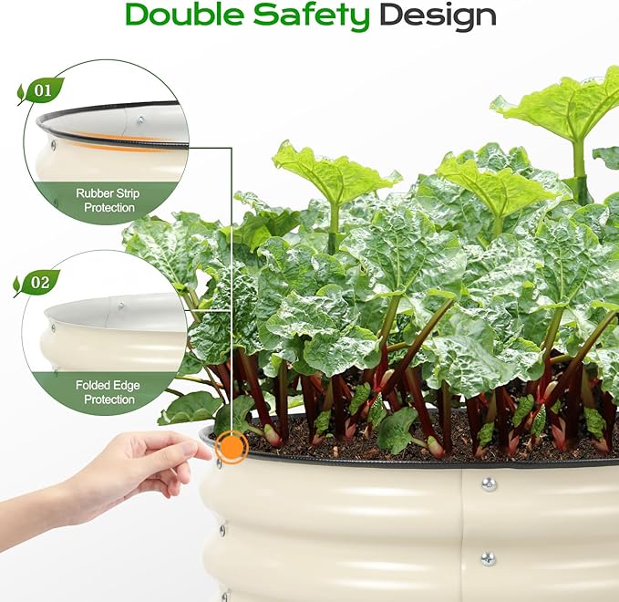 Aoodor 17" Tall 24" Metal Raised Garden Bed, Outdoor Planter Box and Raised Garden Kit for Vegetables, Flowers, and Herbs, Beige