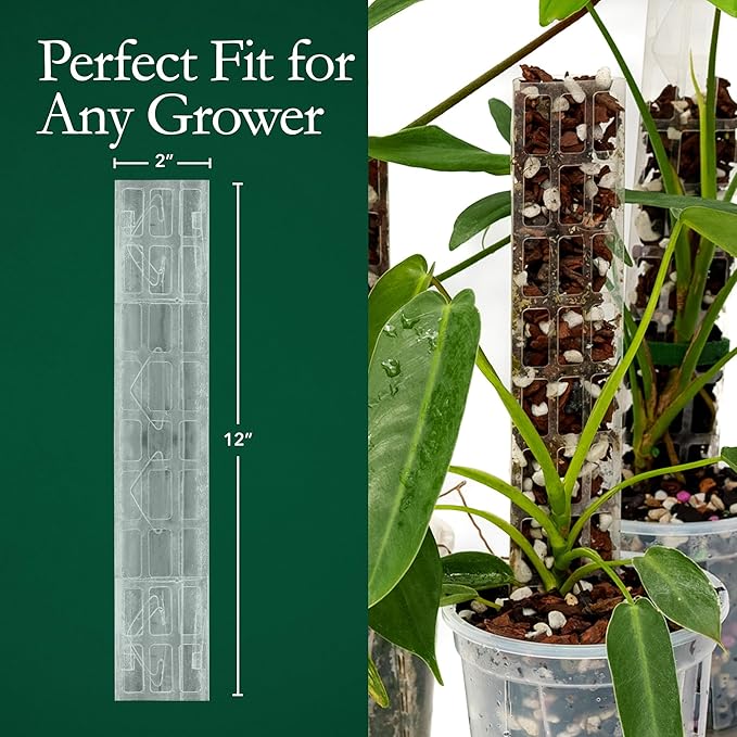 THICCLY V2 GrowPole Small 10 Pcs – Patented D-Shape Moss Pole for Climbing Plants, Moisture-Locking Closed Back, Stackable Extendable Support for Monstera, Philodendron, Pothos & Anthurium