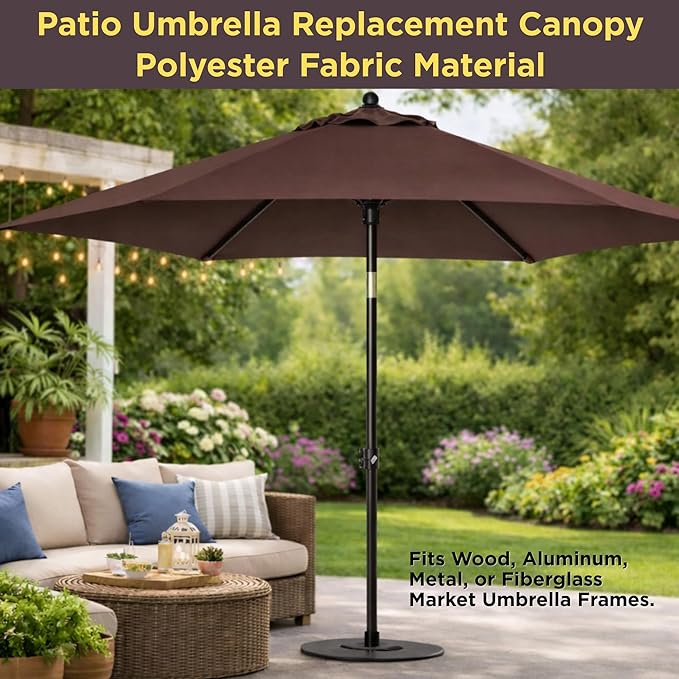 Sfmora 9ft Patio Umbrella Replacement Canopy for 6 Ribs, Outdoor Umbrella Canopy ONLY, Market Umbrella Top, Water-Resistant & UV-Protective
