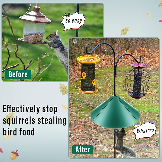 Domensi 4 Sets 18 Inches Squirrel Baffle for Bird Feeder Pole, Outside Pole Mount House Guard Bird Feeder Baffle for Shepherd's Hook, Preventing from Squirrels, Raccoons(Green)
