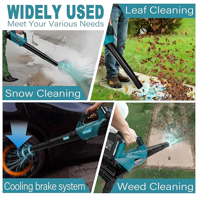 2026 Upgrade Leaf Blower, Leaf Blower Cordless with 2 * 2.6AH Batteries and Fast Charger, 450CFM &150MPH and 2 Speed Mode, Lightweight Electric Leaf Blowers for Lawn,Yard, Leaves, Dust Care (Blue)