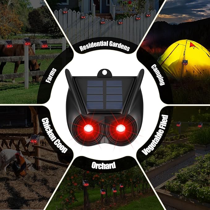Qualirey 3 Pack Solar Animal Repellent Nocturnal Predator Control Light Animal Repellent for Coyote, Raccoon, Deer, Skunk Outdoor Predator Deterrent Devices for Garden Yard Farm Chicken Coop
