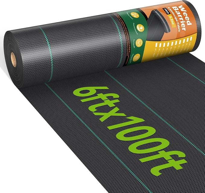 iropro 6ftx100ft Weed Barrier Landscape 3.2oz Fabric Heavy Duty, Woven Weed Control Cloth, Woven Geotextile Fabric for Underlayment, Gardening Ground, Commercial Driveway Weed Block Cover Mat