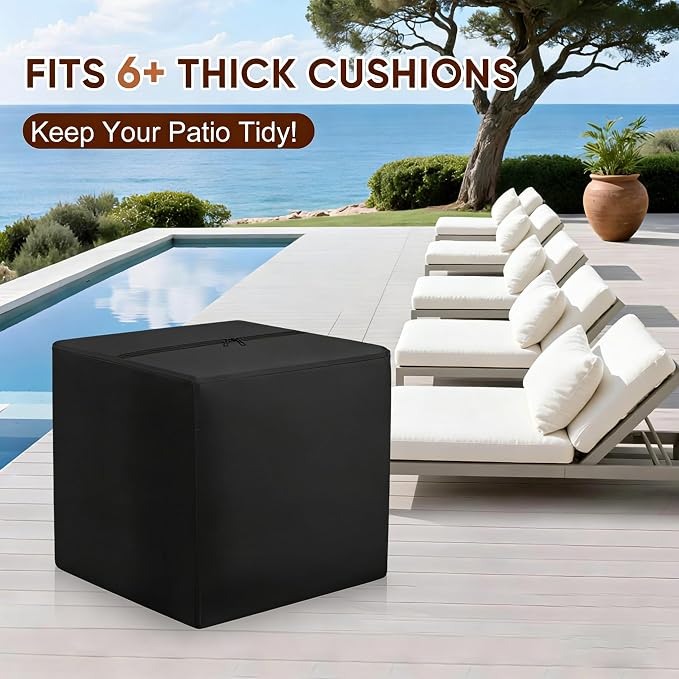 Outdoor Patio Cushion Storage Bag -Waterproof Large Patio Furniture Cushion Organizer Storage Bag with Handle and Zipper, 32" L x32 W x 24" H Big Foldable Duffle Cover