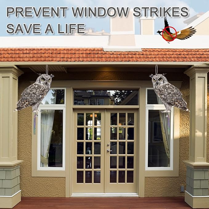 Owl to Scare Animals, 3 Pack Hanging Effective Owl Control Device to Keep Animals Pigeon Woodpecker Away from Outdoor Garden Yard
