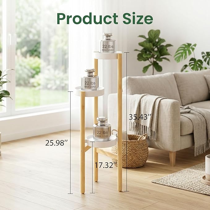 APRTAT Plant Stand Indoor, 3 Tier Bamboo Plant Stands Corner Plant Stand for Multiple Plants, Tall Plant Shelf Plant Holders for Indoor, Outdoor, Corner, Living Room, Balcony, and Bedroom