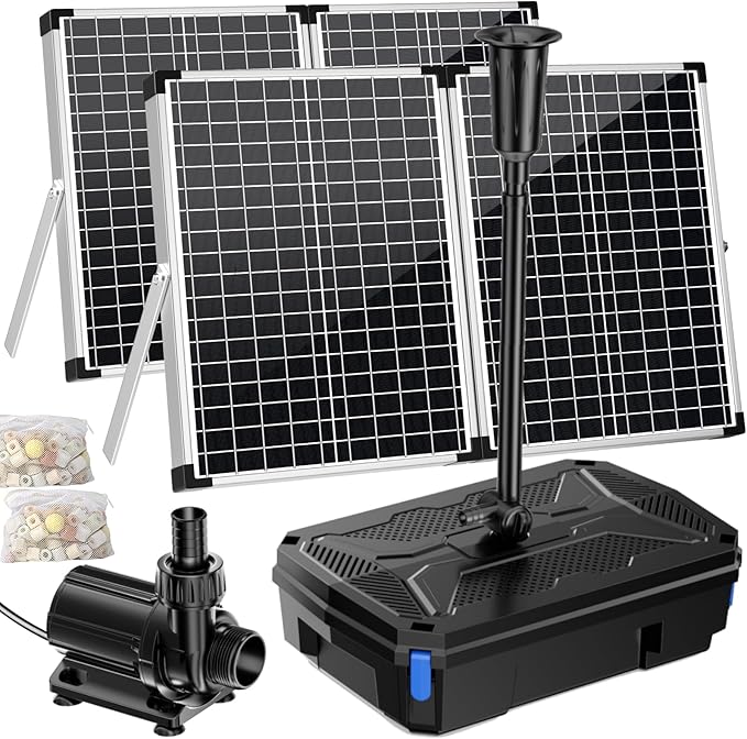 Antfraer 100W Solar Pond Filter with Water Pump, 1200GPH Solar Pond Filter with 3-Stage Filtration, Pond Filter Box with Filter Medias for Outdoor Ponds Fish Tank Waterfall Water Features
