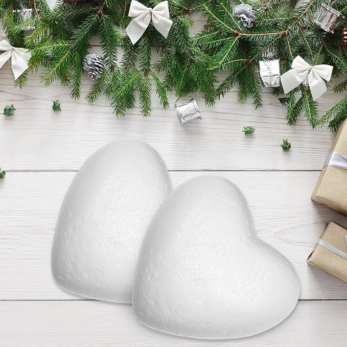 NUOBESTY 4Pcs Craft Foam Hearts Foam Hearts Balls 20cm Heart Shaped Polystyrene Painting Foam Modelling for DIY Craft Flower Arranging Wedding Decorations