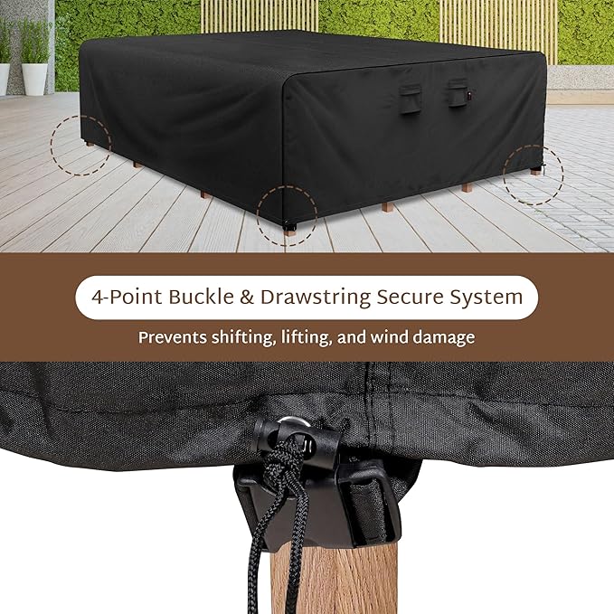 iBirdie Outdoor Patio Furniture Set Covers 120 x 90 inch fit 7 x 10 ft, 90, 89, 87 inch Wide, 120, 117, 115 inch Long Outside Dining Table and Chairs, Waterproof Weatherproof Cover, Heavy Duty 600D