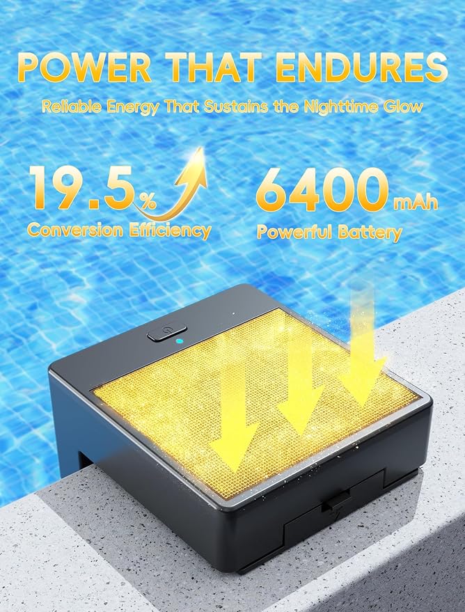 Solar Pool Lights Only for Inground Pool, 10-Color RGB 4-Mode LED Underwater Submersible Poolside Light with Auto Dusk Sensor, Waterproof Design, Remote & Timer Off, 1 Pack
