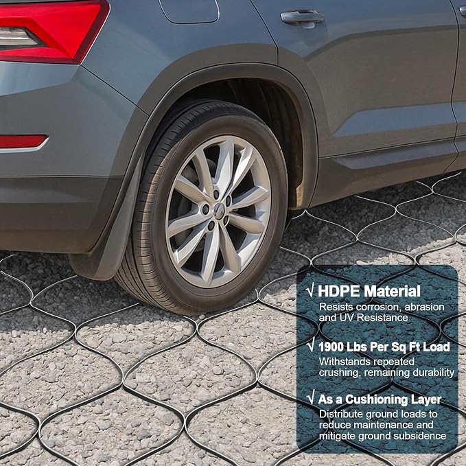 2" Thick Gravel Grid 4ft X 80ft, Gravel Stabilizer Grid for Pavers Base, Geogrid 1900 Lbs/Sq Ft Load with 85 Geocell Accessories & Gloves for Driveway Parking Ground Walkway Dirt Locker Slope