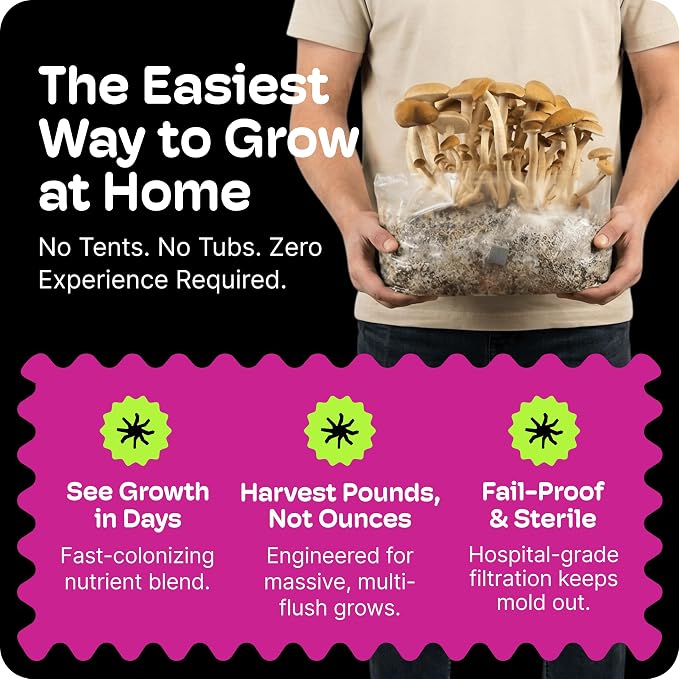 Mushroom Grow Kit – All-in-One 4LB Grow Bag with Self-Healing Port – Fast-Colonizing Universal Substrate for Any Mushroom – Multi-Flush High-Yield – USA Made (Just Add Your Own Culture)