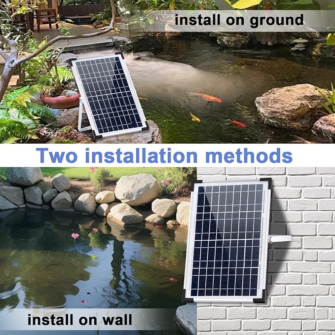 Solar Water Fountain Solar Powered Water Fountain 264GHP Solar Fountain Pump 12W 17V Solar Water Pump for Birdbath,Pond,Fish Tank,Waterfall,Garden Water Feature