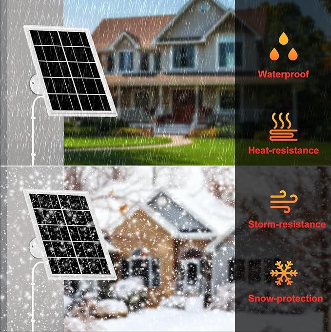 7W Solar Panel for Ring,3Pack Solar Charger for Stick Up Cam, Stick Up Cam Pro, Spotlight Cam Plus/Pro with 10FT/3M Waterproof Long Cable and USB-C to Barrel Plug Adapter