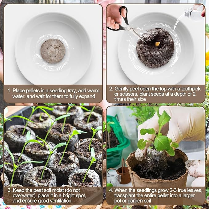 Legigo 100 Pcs 40mm Seed Starter Peat Pellets Pods for Seedlings- Compressed Seed Starting Pellets Seed Starter Pods Plugs Soil Peat Pods for Starting Seeds, Garden Planting Herb Flower Vegetables