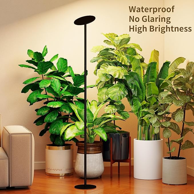 chiphy 69" Full Spectrum Grow Light for Indoor Plants, 4/8/12H Timer, 40W Tall Plant Lights, 10 Level Dimmable Brightness, Heights Adjustable, Remote Control, Ideal for Large Tall Plants