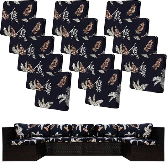 14Pcs Stretch Patio Cushion Covers,Outdoor Couch Covers Replacement,Outdoor Couch & Sofa Slipcovers,for Patio Furniture Cushion Cover,Washable Reusable Furniture Protector (Coconut Ttrees,Cover Only)