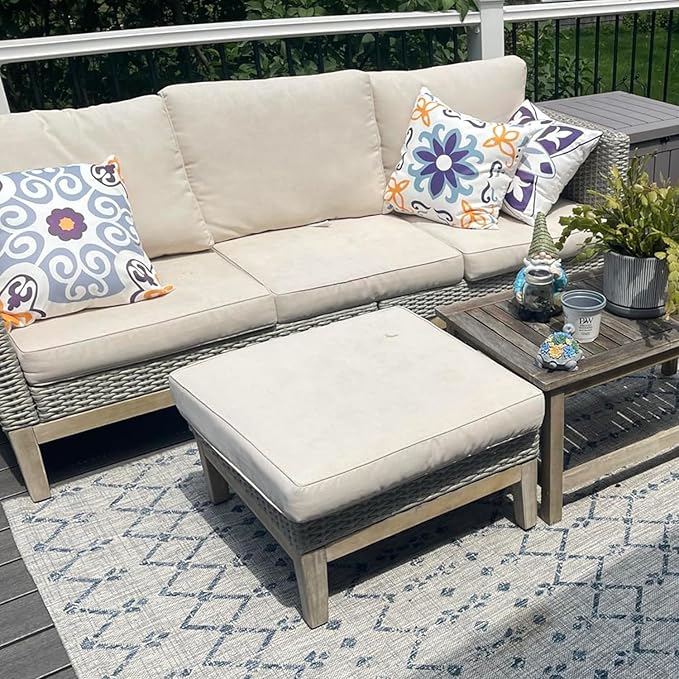 FLYMEI Patio Cushion Covers 24x24x4 Waterproof Outdoor Cushion Cover Replacement 4Packs Outdoor Seat Cushion Slipcover for Rattan Chair Sofa, Beige